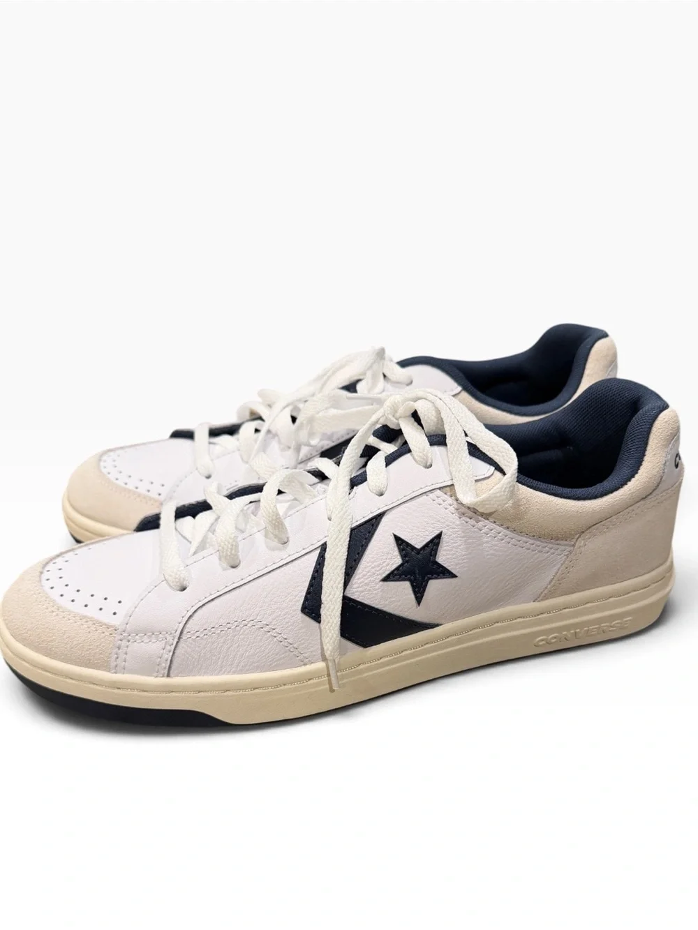 NEW Converse Pro Blaze Classic Ox Leather White Navy Shoes Mens Sz 11